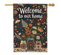 Drapeau botanique rustique en toile de jute double face pour extérieur, terrasse, pelouse, entrée, camping, 71,1 x 101,6 cm
