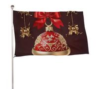 Drapeau boule de Noël dorée - 88,9 x 150 cm - Double face - Drapeaux de bienvenue - Bannière décorative pour cour, porche, pelouse