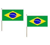 Drapeau Brésil 45x30cm HAMPE en bois - LOT DE 10 Drapeaux brésilien 30 x 45 cm - AZ FLAG