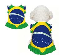 Drapeau brésilien XS pour petits chiens - Tenue d'été mignonne pour chiot, doux et respirant