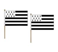 Drapeau Bretagne 45x30cm HAMPE en bois - LOT DE 10 Drapeaux breton - France 30 x 45 cm - AZ FLAG