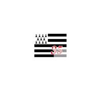 Drapeau Breton 35 - 10x7cm - Sticker/Autocollant