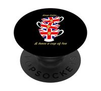 Drapeau Britannique Amusant Keep Calm and Have a Cup of Tea PopSockets PopGrip Adhésif