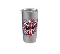 Drapeau Britannique Cœur Cartoon Fierté Nationale Gobelet isotherme en acier inoxydable double paroi