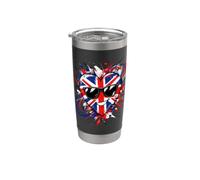 Drapeau Britannique Cœur Cartoon Fierté Nationale Gobelet isotherme en acier inoxydable double paroi