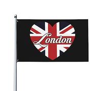 Drapeau britannique de Londres en forme de cœur du Royaume-Uni - Drapeau de maison mignon - 9,5 x 1,5 m - Un seul côté extérieur - Couleurs vives - Bannières anti-décoloration - Décoration extérieure
