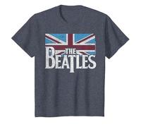 Drapeau Britannique des Beatles Rouge, Blanc et Bleu T-Shirt, Enfant, Bleu Chiné, 8 Ans
