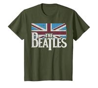 Drapeau Britannique des Beatles Rouge, Blanc et Bleu T-Shirt, Enfant, Olive, 12 Ans