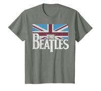 Drapeau Britannique des Beatles Rouge, Blanc et Bleu T-Shirt, Enfant, Vert Kaki chiné, 2 Ans