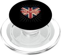 Drapeau Britannique Humoristique « Live Forever Grunge » en Forme de cœur pour Homme et Femme PopSockets PopGrip pour MagSafe