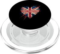 Drapeau Britannique Humoristique « Live Forever Grunge » en Forme de cœur pour Homme et Femme PopSockets PopGrip pour MagSafe