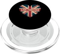Drapeau Britannique Humoristique « Live Forever Grunge » en Forme de cœur pour Homme et Femme PopSockets PopGrip pour MagSafe