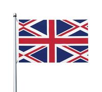 Drapeau britannique imprimé double face, 0,9 x 1,5 m, léger et résistant aux couleurs avec boutonnières, idéal pour les fêtes en plein air et les jardins.