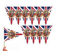 Drapeau britannique King Charles - Drapeau britannique de 2,5 m | Drapeaux de couronnement portables | Drapeau du roi Charles de Grande-Bretagne | Drapeaux de couronnement du roi Charles III de 2,5 m