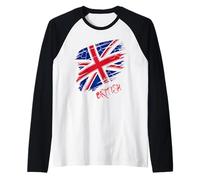 Drapeau Britannique Union Jack Style Grunge Streetwear pour Femme Manche Raglan