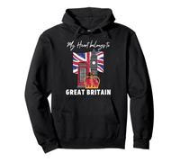 Drapeau Britannique Vintage My Heart Belongs to Great Britain Sweat à Capuche