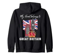 Drapeau Britannique Vintage My Heart Belongs to Great Britain Sweat à Capuche