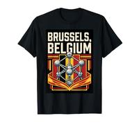 Drapeau Bruxelles Belgique Atomium Capitale Européenne Voyage T-Shirt