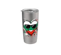 Drapeau Bulgarie Cœur Cartoon Bulgare Gobelet isotherme en acier inoxydable double paroi