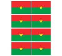 Drapeau Burkina Faso - 8 Stickers - 9.5 X 6.3 Cm - Sticker/Autocollant