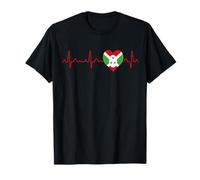 Drapeau Burundi Heartbeat ECG Souvenir National Patriotique T-Shirt