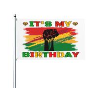 Drapeau « C’est mon anniversaire Juneteenth » 90 x 150 cm, Fierté noire, Mois de l’histoire des Noirs, Bannière décorative pour porche, intérieur, jardin, pelouse
