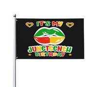 Drapeau « C’est mon anniversaire Juneteenth » 90 x 150 cm, Fierté noire, Mois de l’histoire des Noirs, Bannière décorative pour porche, intérieur, jardin, pelouse