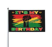 Drapeau « C’est mon anniversaire Juneteenth » 90 x 150 cm, Fierté noire, Mois de l’histoire des Noirs, Bannière décorative pour porche, intérieur, jardin, pelouse