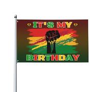 Drapeau « C’est mon anniversaire Juneteenth » 90 x 150 cm, Fierté noire, Mois de l’histoire des Noirs, Bannière décorative pour porche, intérieur, jardin, pelouse
