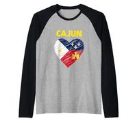 Drapeau cajun en forme de cœur gribouillé - Proud Louisiana Cajun Heritage Manche Raglan