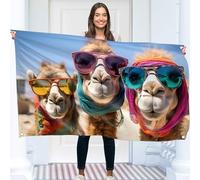 Drapeau Camels - Grand Drapeau Humoristique - Polyester 110D - Double Couture - 4 Oeillets Laiton - Grand 90x150cm (5x3 pieds)