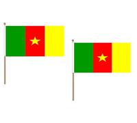 Drapeau Cameroun 45x30cm HAMPE en bois - LOT DE 10 Drapeaux camerounais 30 x 45 cm - AZ FLAG