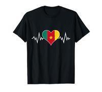 Drapeau Cameroun Vintage Heart Beat Cameroun Pulse Line T-Shirt Graphique avec Valeur