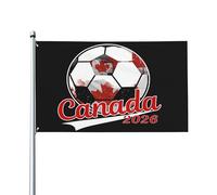 Drapeau Canada 2026, supporter de football, ballon de soccer, Coupe du monde 2026, pays hôte, bannière 3x5, drapeau d'extérieur