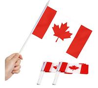 Drapeau Canada Stick, ANLEY Mini drapeau canadien à main 5x8 pouces (12 X 20 cm) avec mât solide blanc 12 "(30 cm) - Couleur vive et résistant à la décoloration - Drapeaux à main 5 x 8 pouces