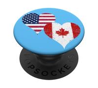 Drapeau Canada USA de Fier Américain Canadien le Canada Day PopSockets PopGrip Adhésif