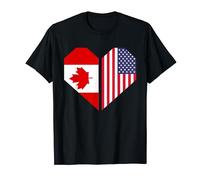 Drapeau Canadien États-Unis Amitié Coeur Canada T-Shirt