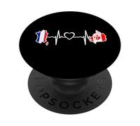 Drapeau canadien français - France Canada Heartbeat PopSockets PopGrip Interchangeable
