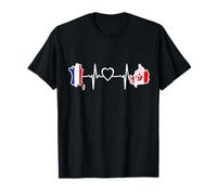 Drapeau canadien français - France Canada Heartbeat T-Shirt
