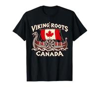 Drapeau Canadien Viking Roots Vegvisir Canada Longship Famille T-Shirt