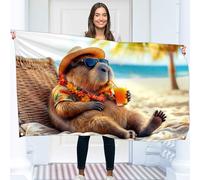 Drapeau Capybara - Grand Drapeau Humoristique - Polyester 110D - Double Couture - 4 Oeillets Laiton - Grand 90x150cm (5x3 pieds)