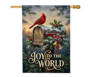 Drapeau cardinal d'hiver pour boîte aux lettres avec citation de Noël 71 x