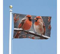 Drapeau cardinal mignon avec oiseaux - 88,9 x 150 cm - Pour l'extérieur - Couleurs vives et résistant à la décoloration - Très résistant à la décoloration - Double couture - Décoration de jardin et