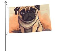 Drapeau carlin de 61 x 91 cm double face avec œillets en laiton qui ne se décolore pas, bannière de vœux pour intérieur ou extérieur, décoration d'intérieur