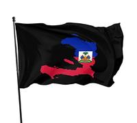 Drapeau carte d'Haïti drapeau 3x5 pieds couleurs vives et résistant à la décoloration UV drapeaux muraux bannières pour extérieur intérieur