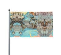 Drapeau carte du monde de dessin animé. Imprimé sur un seul côté, 0,9 x 1,5 m, léger et fluide, adapté pour une utilisation en intérieur et en extérieur.