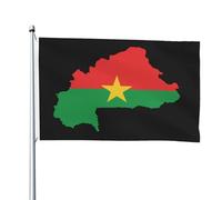 Drapeau Carte Topographique Du Burkina Faso Drapeau Militaire Renforcé Avec Personnalisés Bannière, Pour Les Défilés, D'Intérieur, Les Bureaux, 90x150cm
