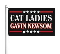 Drapeau « Cat Ladies For Gavin Newsom 2028 » 90 x 150 cm, 3 plis, noir