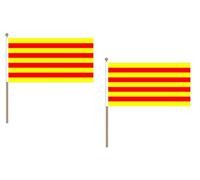 Drapeau Catalogne 45x30cm HAMPE en bois - LOT DE 10 Drapeaux catalan 30 x 45 cm - AZ FLAG