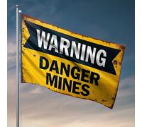 Drapeau « Cave Man Bar » : drapeau « Danger Mines Ahead » pour piscine, jardin, printemps et été (30 x 45 cm)